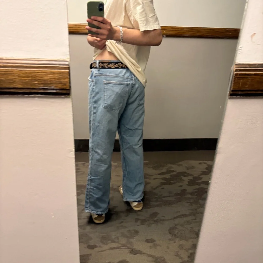 Polo Ralph Lauren flare wide leg light blue bohemian boho blue jeans size 34